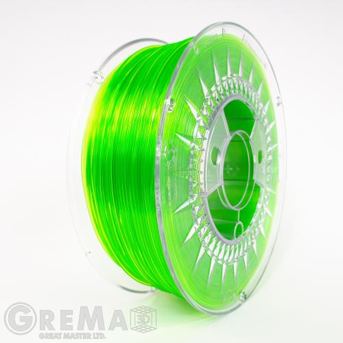 PET - G Devil Design PET-G filament 1.75 mm, 1 kg (2.0 lbs) - bright green transparent
